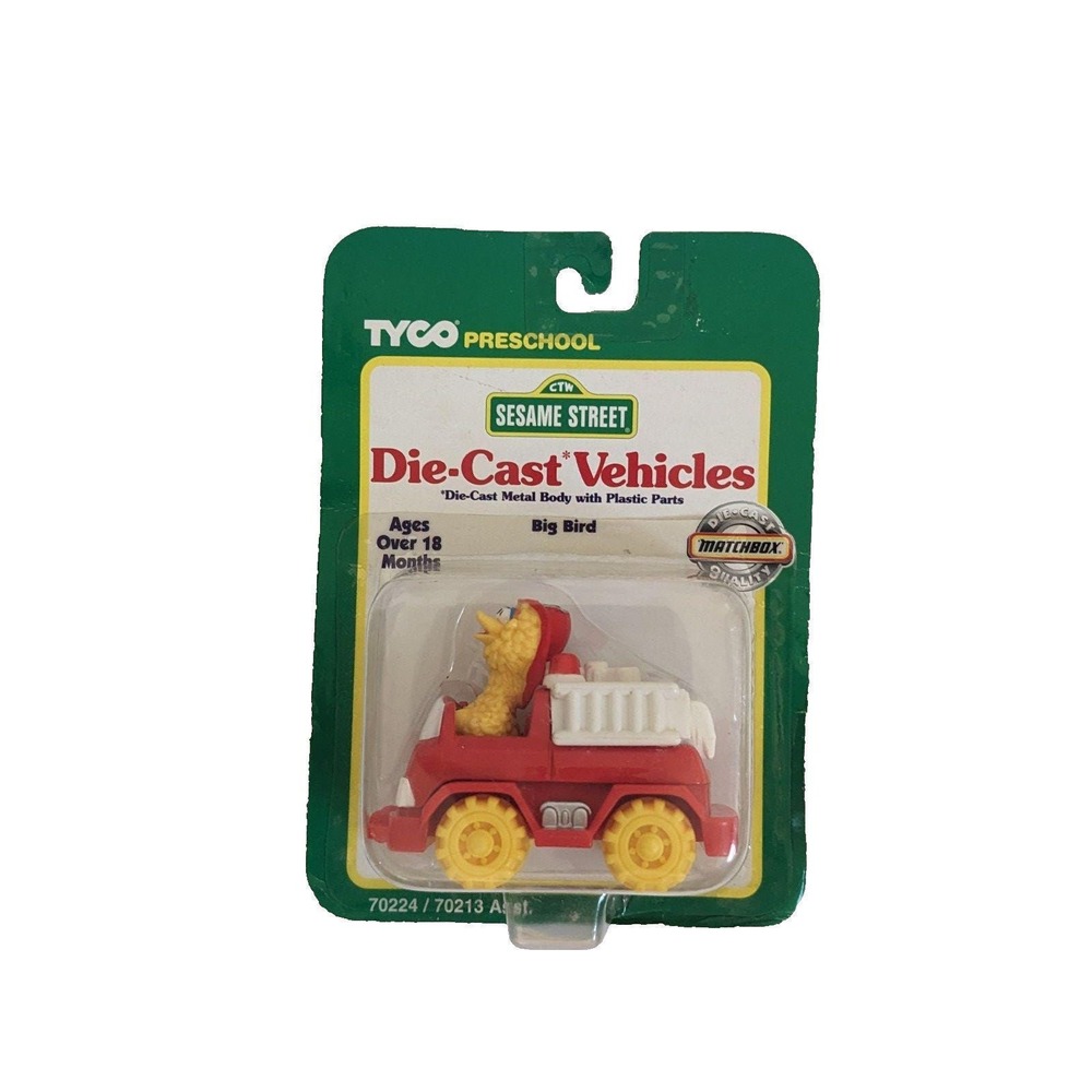 Vintage 1996 Tyco Sesame Street Big Bird Fire Engine Die-Cast Vehicle MOC NIP